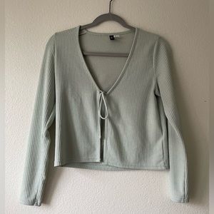 H&M Tie Front Sweater Top, Mint Color, Size M